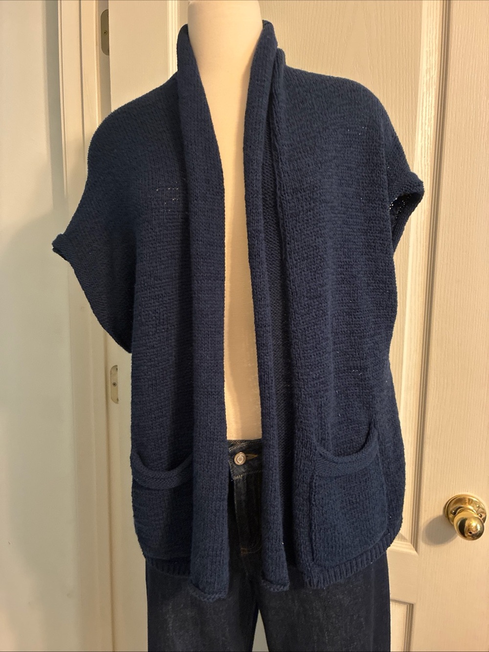 Banana Republic Navy Open-Front Knit Cardigan